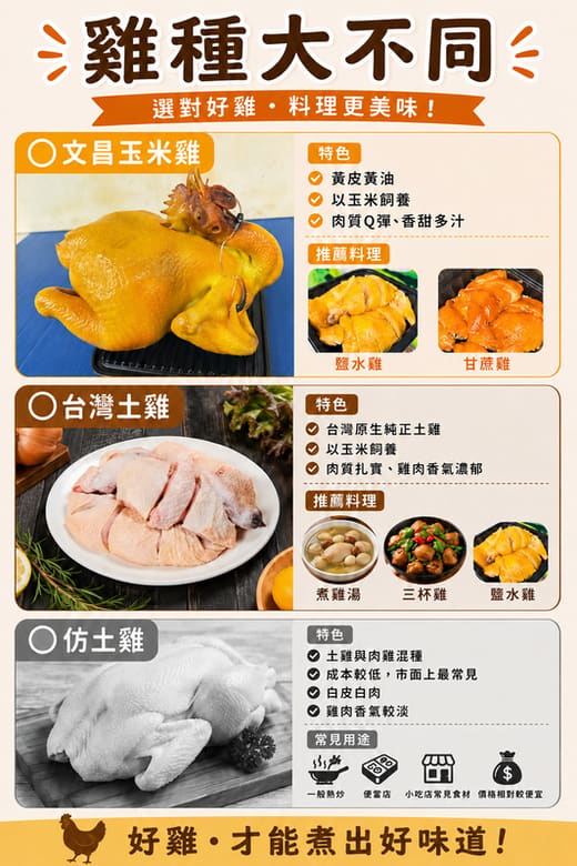 文昌雞、土雞、仿土雞差別在哪裡？